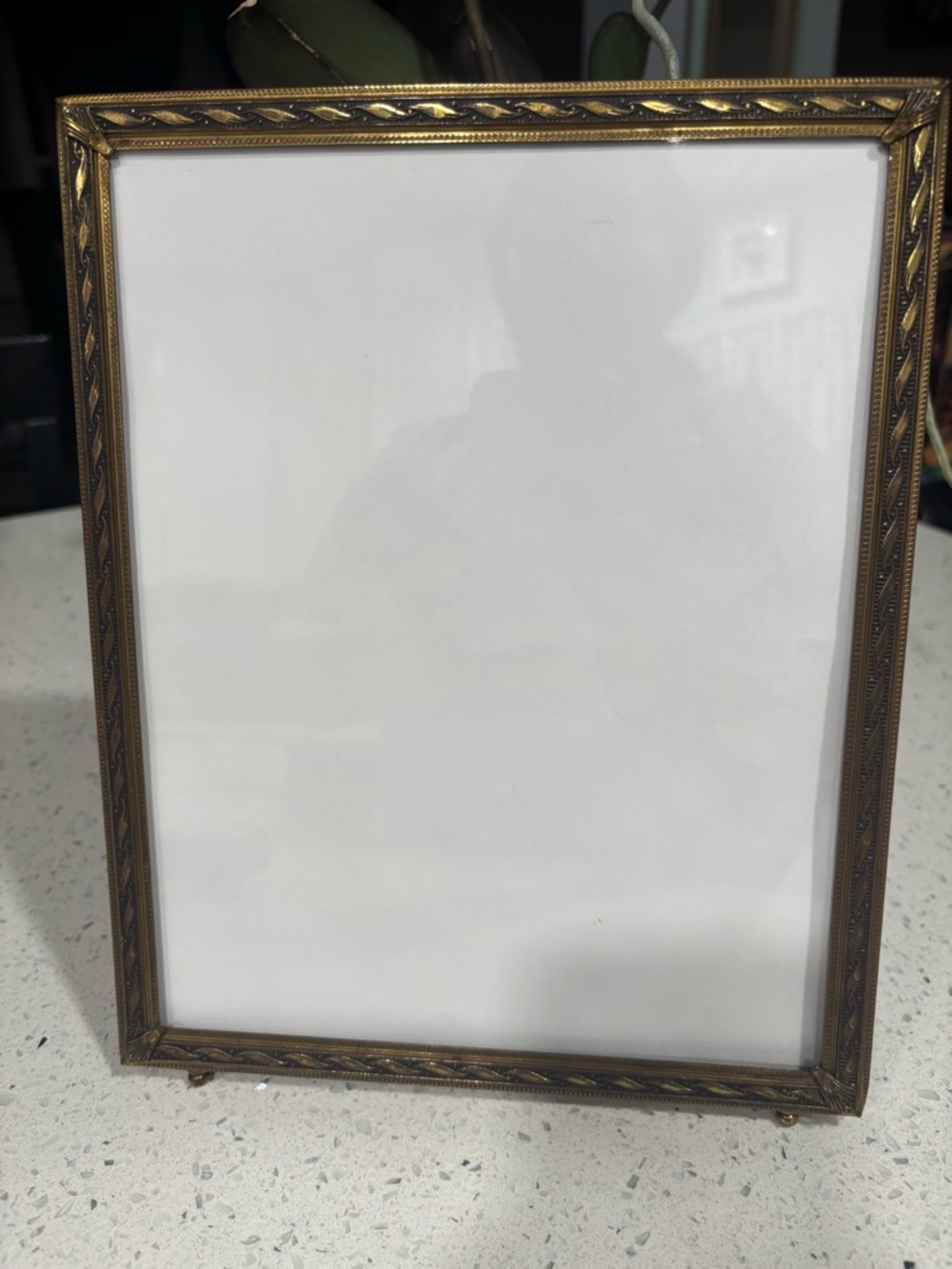 Gold Color Metal Picture Frame Flowers holds 8" x 10" VINTAGE